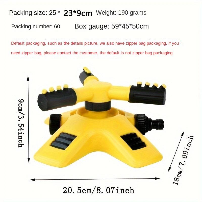 360° Automatic Rotating Sprinkler - 3-Arm Tandem Sprinkler for Nursery Irrigation & Garden Watering