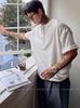 Summer Wrinkle Texture Slim Fit Henley Short Sleeve T-Shirt for Men Old Money V-Neck Top Soft Knit Tee