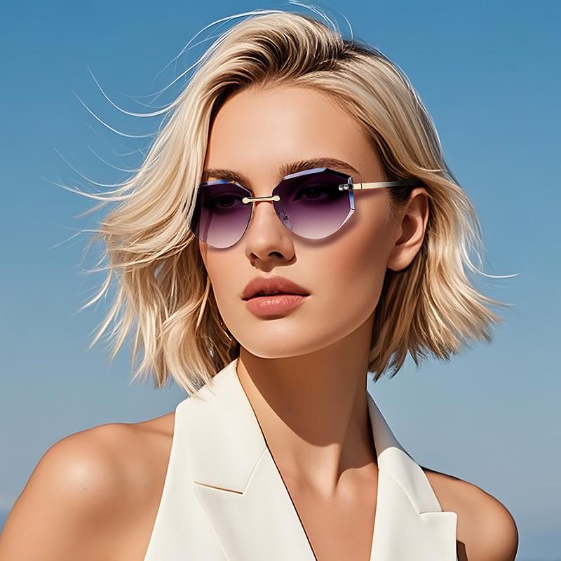 Uv400 Womens Polygon Sunglasses With Gray Lenses For Outdoor Sports And Fashion