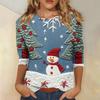 Christmas Limited Edition Women's 3D Snowflake and Snowman Print Round Neck Long Sleeve Hoodies Fashion Casual Long Sleeve Top