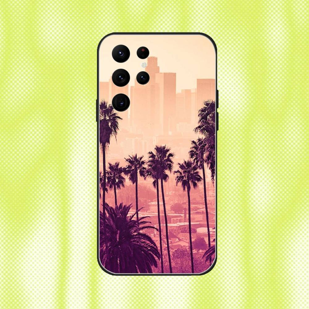 Travel Los Angeles California Phone Case For Samsung S 25,24,23,22,30,21,10,9,Ultra,Plus,Lite,FE,4,5G Black Soft Case