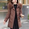 Plus Size Middle Age Women Winter Coats Hooded Faux Fur Collar Elegant Thick Warm Parkas Female Jackets