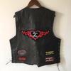 Gilet da motociclista in pelle da uomo europeo e americano con stemmi ricamati