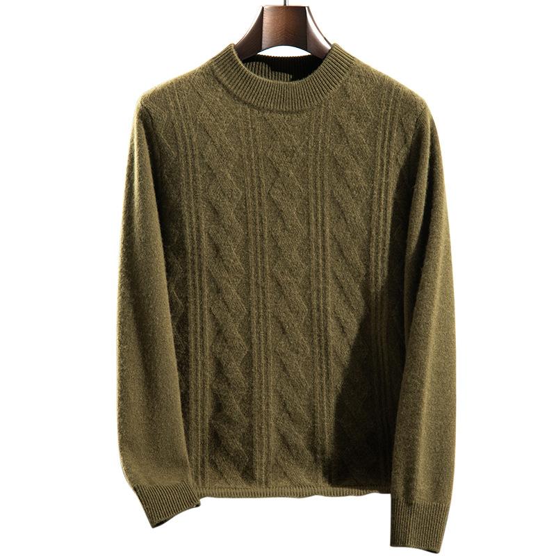 Cashmere Sweater Crew Neck Solid Color Twisted Sweater New Knitted Wool Long-sleeved Top