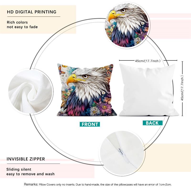 1 Pc Eagle Pattern Pillow Cover For Home Living Room Bedroom Sofa Office Decorative Pillowcase Soft Throw Pillows 45*45 Cm