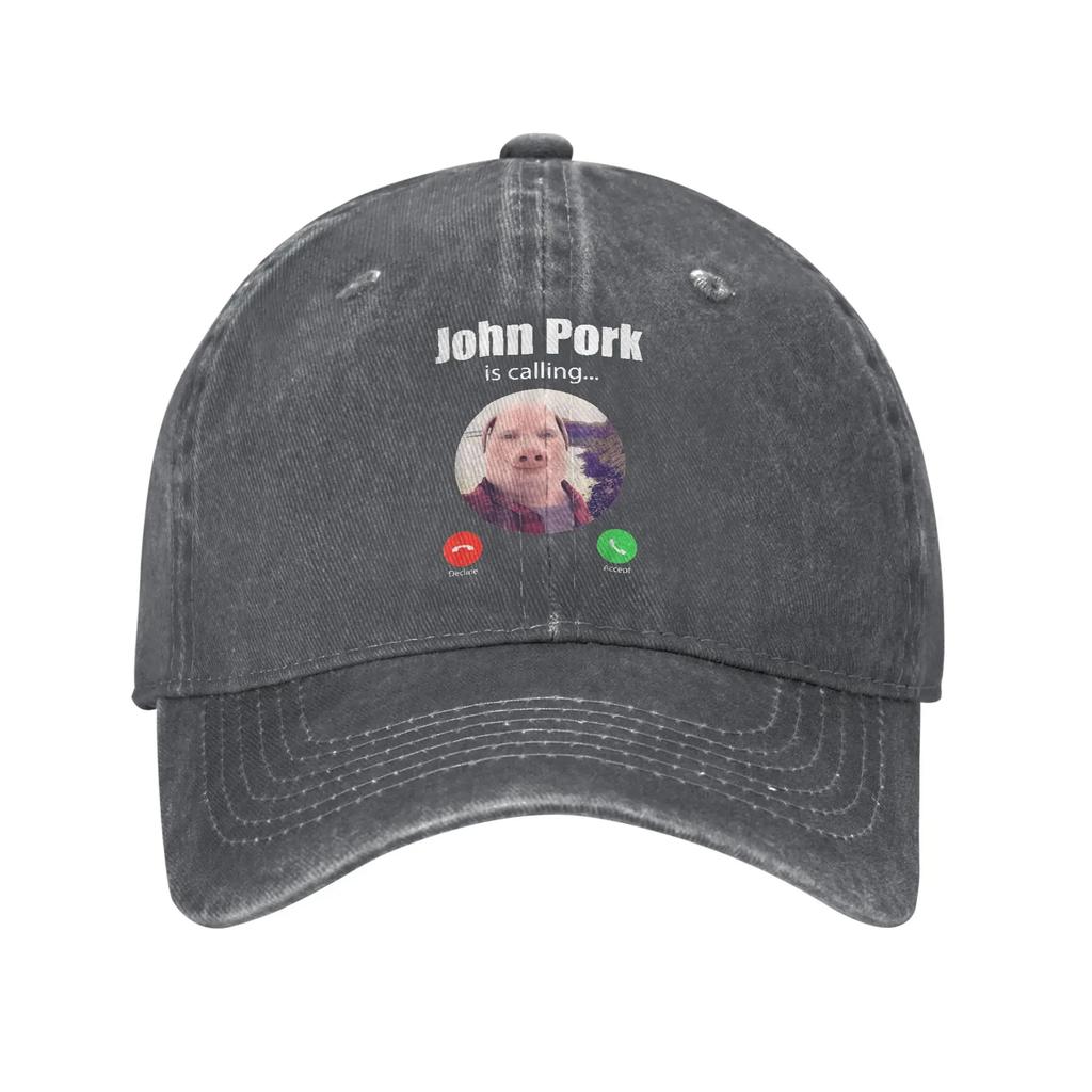 Funny John Pork Is Calling Answer Call Phone Unisex Baseball Cap Distressed Washed Caps Hat Summer Unstructured Soft Sun Cap