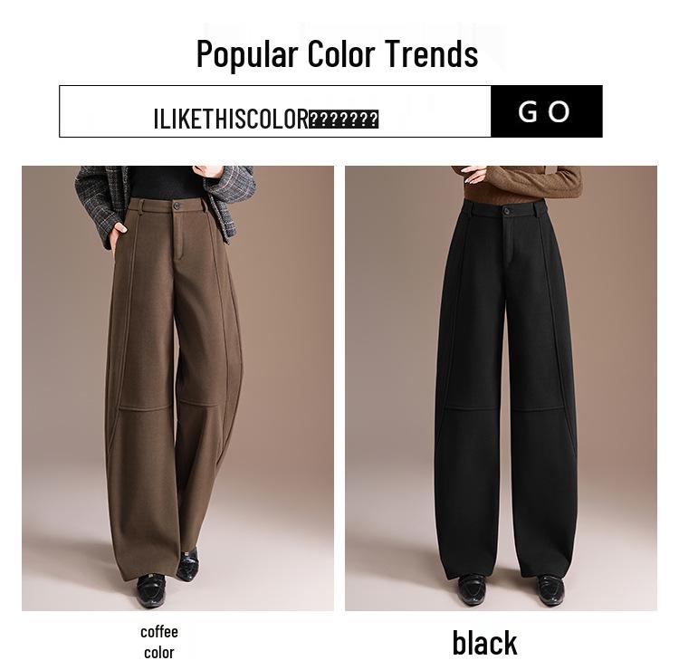 High-Waisted Slim Cut Crooked Leg Women's Winter 2025 High-End Fashion Loose Straight-Leg Pants with Waistband