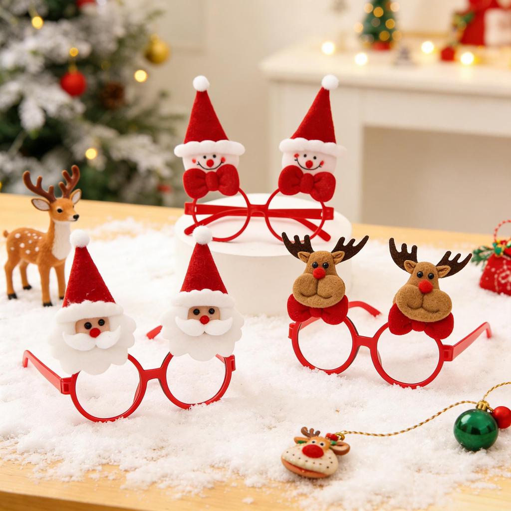 Santa Snowman Reindeer Glasses Frames - Holiday Photo Props for Kids