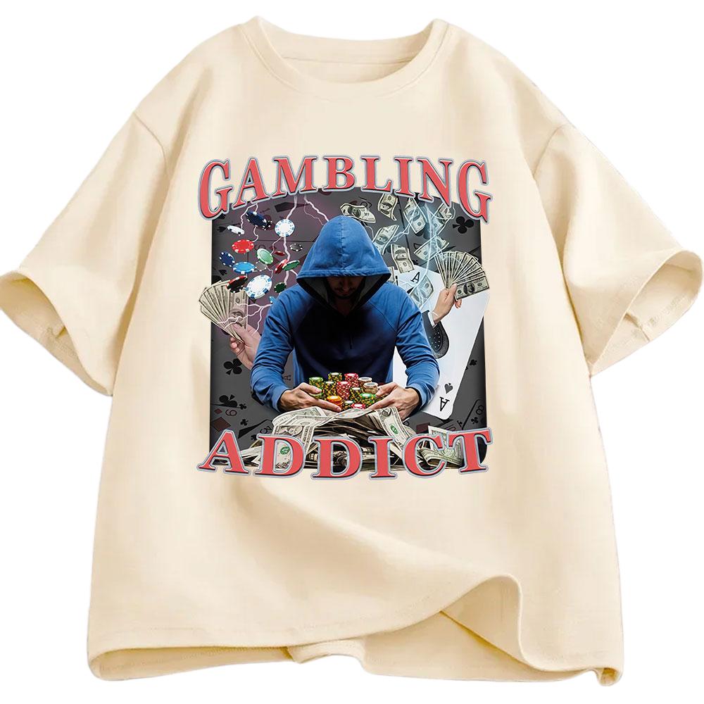 Gamblung Addict Fun Pattern Tshirt Summer Mens Womens Cotton Tshirt Fashion Harajuku Tshirt Mens Tshirt Street Wear Y2K M