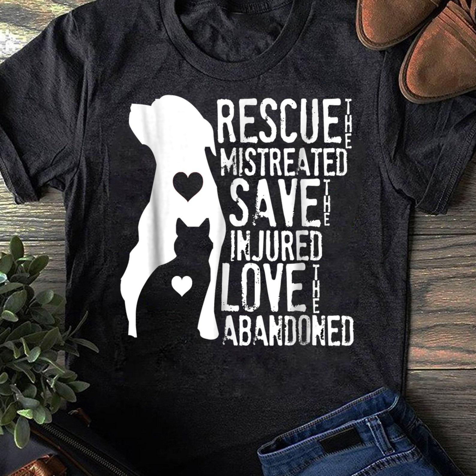 Animal Rescue T-Shirt: Dog Cat Lover Gift, Vintage Style L