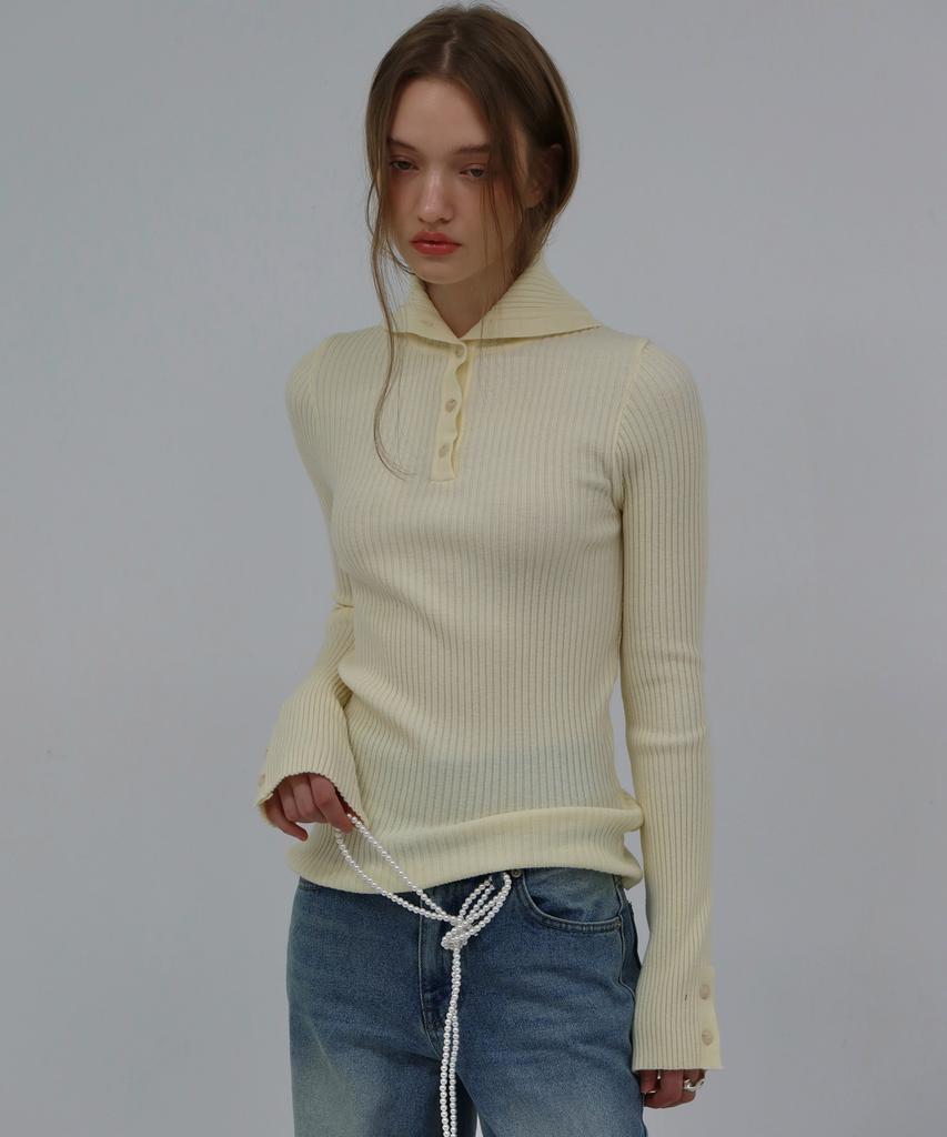 LOVENTINA Sailor Ribbed Knit Pullover_Cream