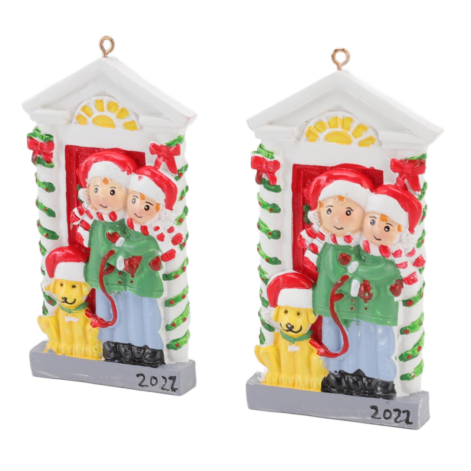 Christmas Tree Ornament Weather Resistant Hand Painted Resin Pendant Decoration for Lawn Backyard Patio 2pcs