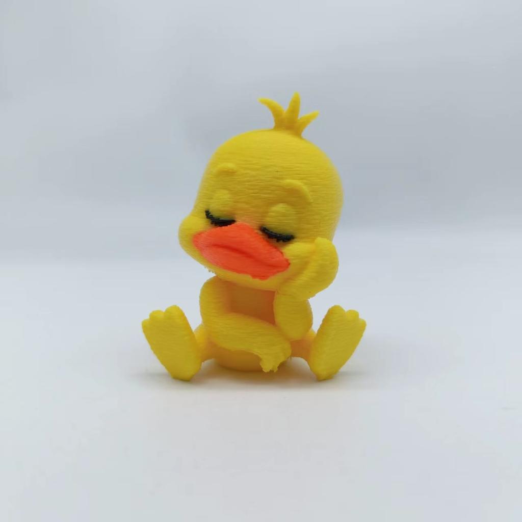 Leisure Than Love Little Yellow Duck Statue Ornament, 3D Printed Duck Sitting Leisure Statue, Funny Duck Home Decoration