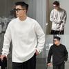 Mens Solid Color Round Neck Long Sleeve Knit Sweater Casual Loose Pullover