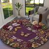 [1pc Cream Ivory Floral Butterfly Meadow Office Chair Carpet] Digital Printed Round Rug for Home & Game Room Use, Soft Indoor Sofa Chair Mat