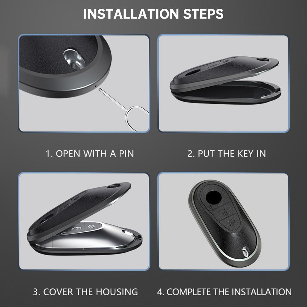 Leather Alloy Aluminum TPU Car Key White Case Cover For Benz GLC GLK CLS