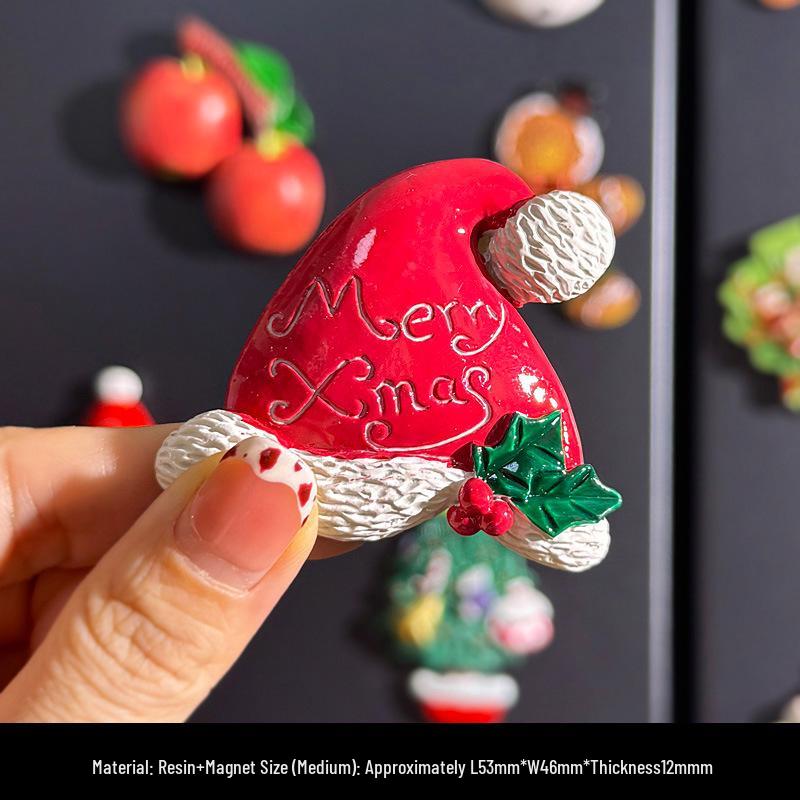 Magneti per Frigorifero di Natale Carini in Resina 3D: Pupazzo di Neve, Albero, Omino di Pan di Zenzero - Adesivi Magnetici Festivi per Decorazione.
