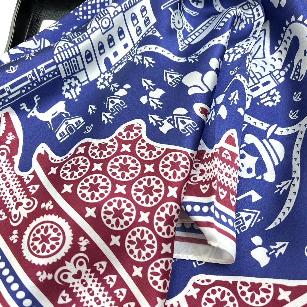 Silk Silk Scarf Chinese Square Scarf Women'S Versatile Spring And Autumn High-End Silk Gift 100% Mulberry Silk Foreign Style Scarf