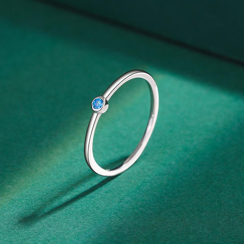 12 Constellations S925 Sterling Silver Zircon Ring for Women - Diamond-Set Japanese Light Luxury