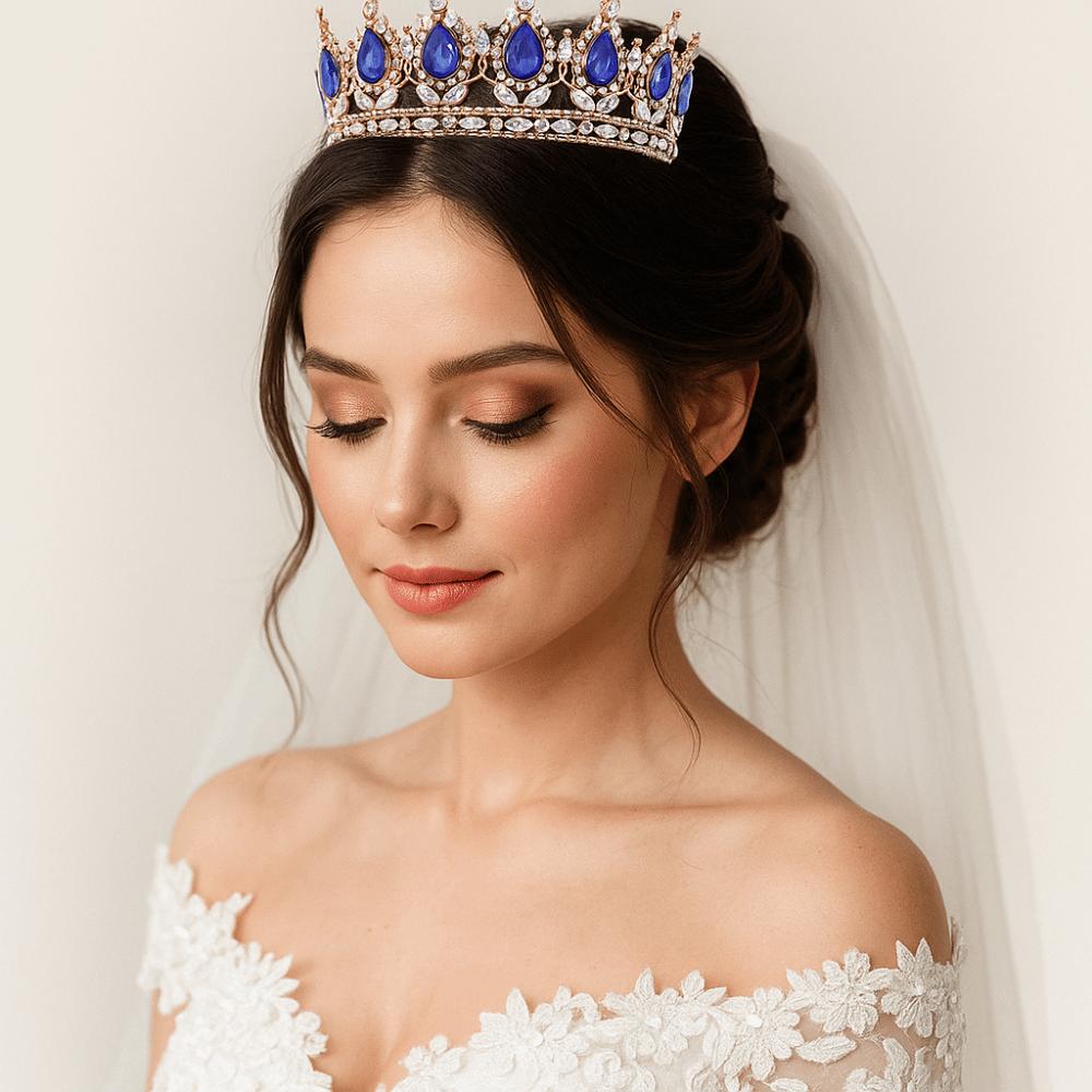 Rhinestone Baroque Pageant Crowns Luxury Crystal Queen Princess Tiara  Hair Dress Accessories