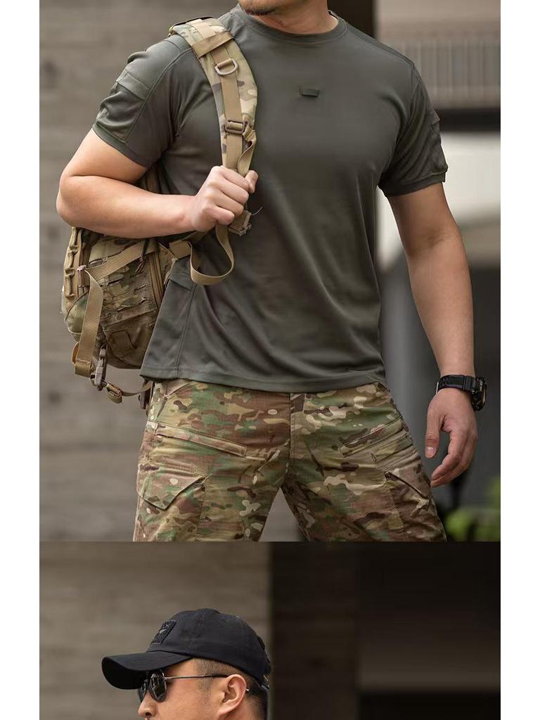 Men's Quick-Dry Tactical Short-Sleeve T-Shirt - Breathable Crew Neck for Outdoor Sports & Fitness