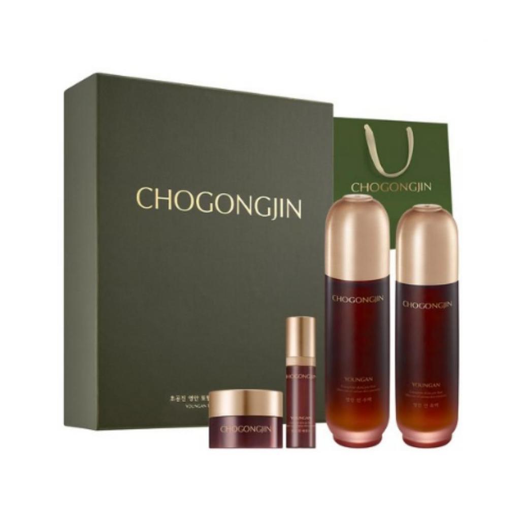 Chogongjin Yeongan Basic 2‑Piece Skincare Set — Hydrating Lotion 150 ml + Emulsion 120 ml + Essence 8 ml + Cream 9 ml (1 Set)