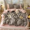 Korean Style Lace Skin-Friendly Double Layer Gauze Printed Bedding Set - Three or Four Pieces 