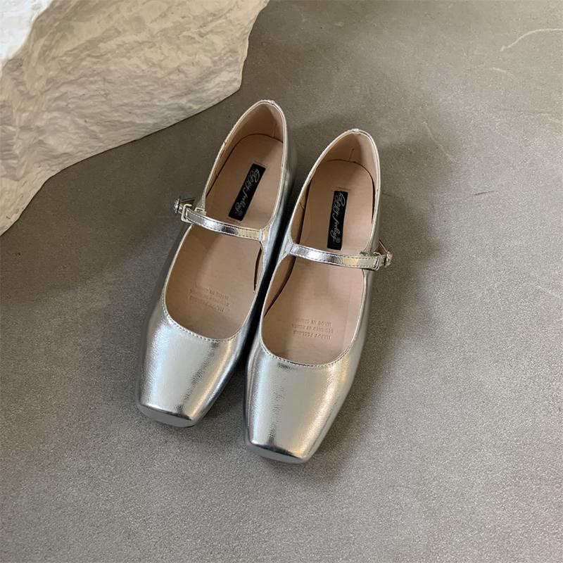 Fashion 2024 Summer New Brand Women Flats Fashion Square Toe Shallow Mary Jane Shoes Soft Casual Ballet Shoes Slingback Shoes