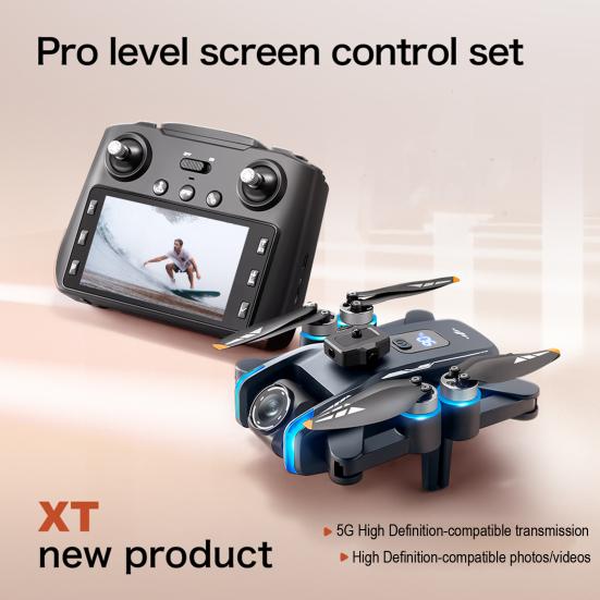 Remote Control Drone LCD Display Dual Cameras Optical Flow Hovering GPS Positioning 5G WiFi Aerial Drone Kids