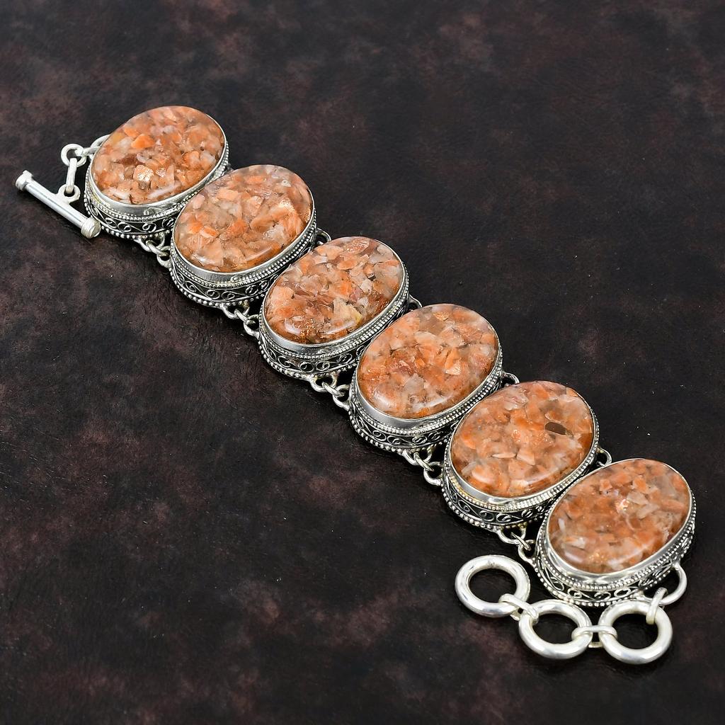 Sunstone Bracelet 925 Sterling Silver Bracelet Gemstone Vintage Bracelet Dainty Jewelry Adjustable Chain Bracelet Handmade Bracelet For Gift