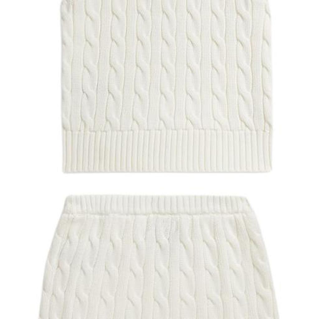 Polo Ralph Lauren Kids  Dress Set Sleeveless Polo Collar Embroidered Button Placket Cable Knit Cotton Kids Dress Set 313A11239-002
