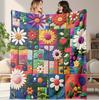 1 Piece of Soft and Warm Flannel Blanket, Suitable for Purple Tulip Flower Heart Checkered Love Flower, Purple Home Decoration