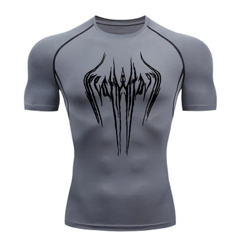 Men's Breathable Compression Sports T-shirt Short-sleeved Bodybuilding Fitness Sweatshirt Jogging Training Sportswear Top S-3XL