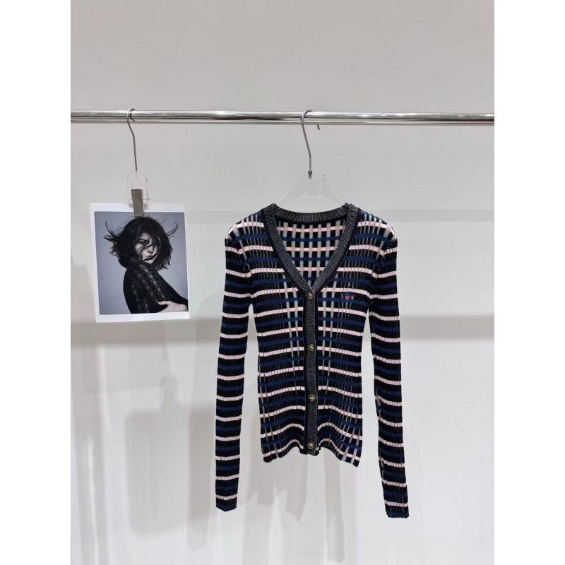 2026 Spring Slim-Fit Plaid Stripe Knit Cardigan