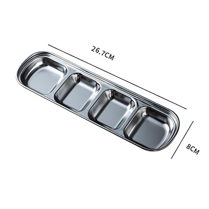 Stainless Steel Sauce Dish Multi Compartment Condiment Plate Gold Color Thickened Korean BBQ Dipping Plate Outdoor Picnic Dish Camping Tableware