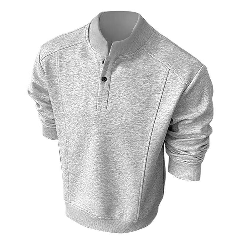 

Unisex American Style Henley Long Sleeve T-shirt - Trendy Autumn Half-Open Button Top XXL
