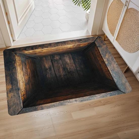 3D Optical Illusion Floor Mat Bottom Soft Memory Non-Slip Rug with Anti-Slip Foam Cushion Visual Distortion