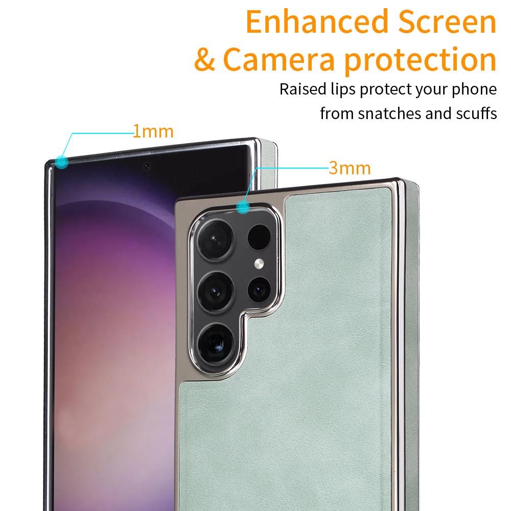 For Samsung Galaxy S23 Ultra Magnetic Case PU Leather Back Cover Compatible with MagSafe