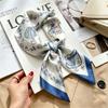 Commuter elegant flower silk scarf women's contrasting color retro printing satin scarf shirt with multi-purpose decorative small scarf