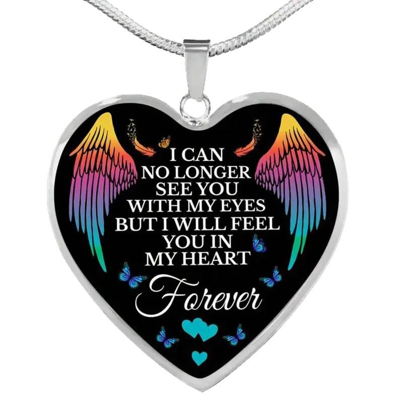 Collana con Ciondolo in Lega a Forma di Cuore con Ala Colorata e Lettera