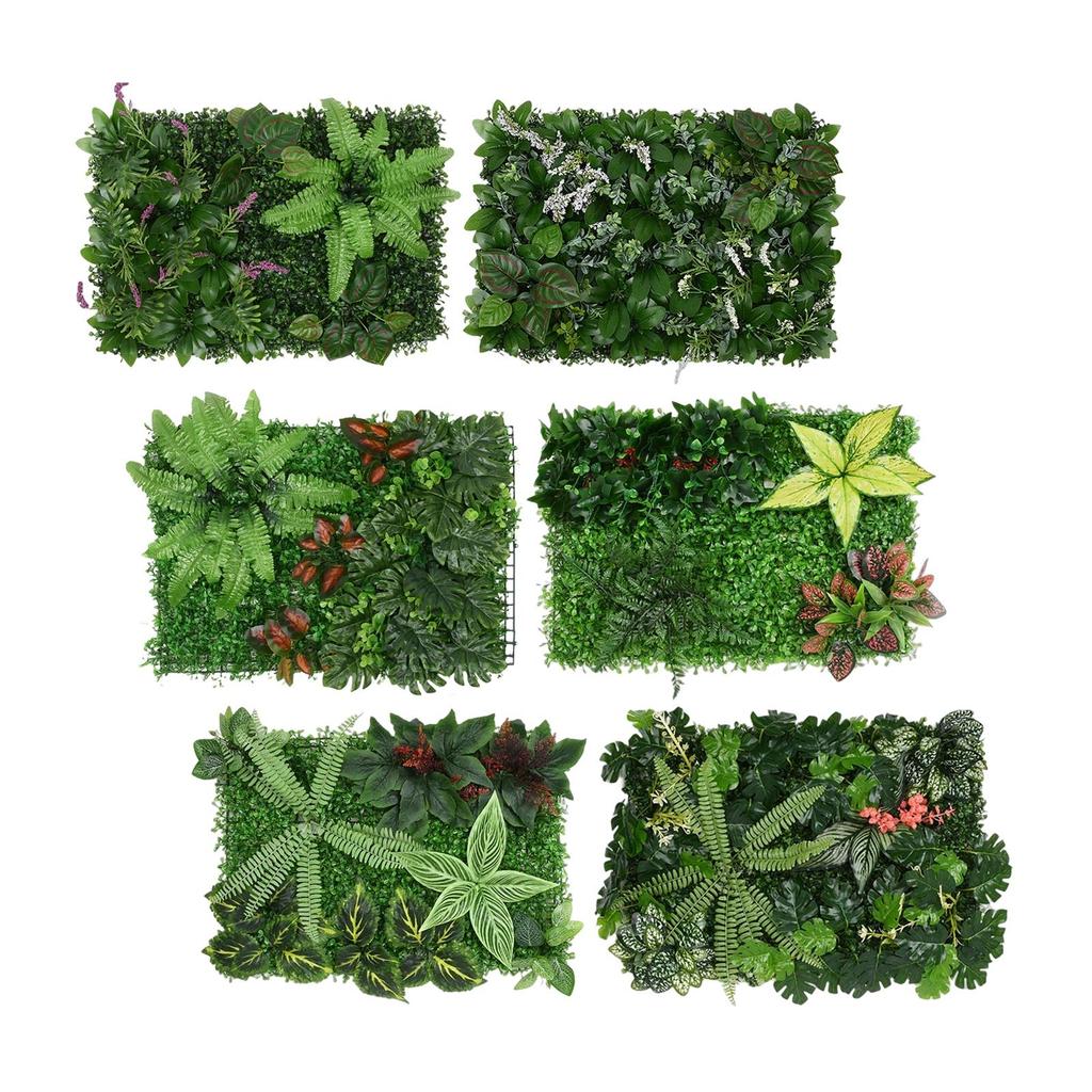 Plastic Grass Wall Panel Fence Simulation Decorative Leaves DIY 15.7x23.6inch Artificial Hedges Plants for Backyard Photography
