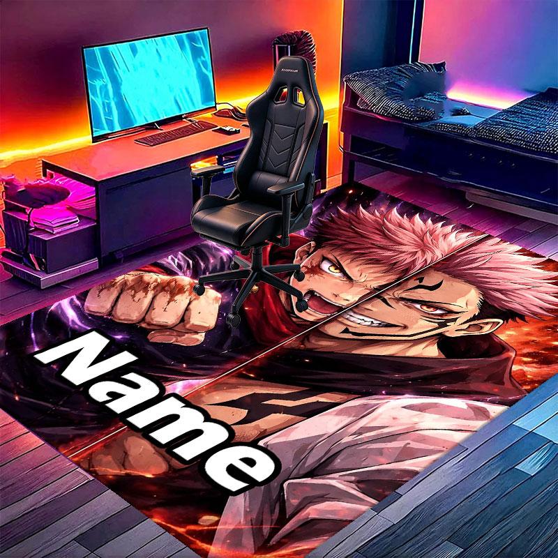 Custom Name Personalized Jujutsu Kaisen Print Carpet, Versatile Home Decor Rug, for Playroom, Apartment, Balcony, Entryway, Hallway Gift