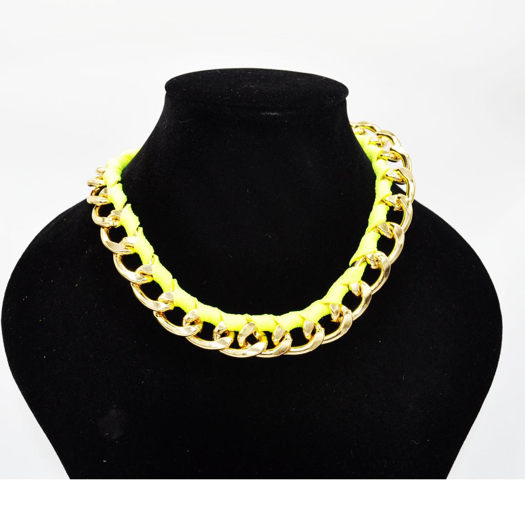 Trendy Big-Name Fluorescent Necklace, Jewelry Fashion Chain Woven Webbing Necklace