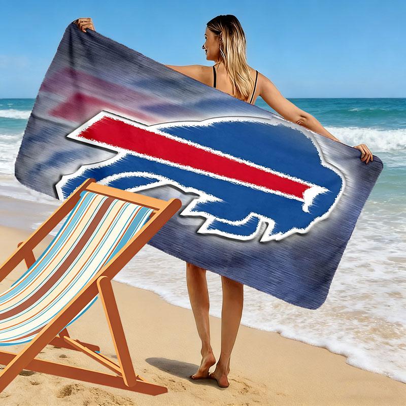 BUF Bills Print Beach Towel, Large Soft Quick Dry Towel for Beach Camping Swimming