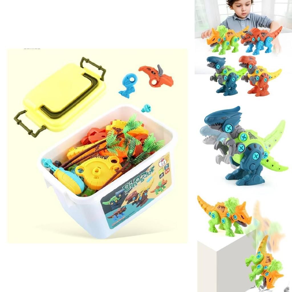Fesselndes Dinosaurier-Baustein-Spielzeugset für Jungen mit elektrischem Bohrer und Schrauben für kreatives Spielen