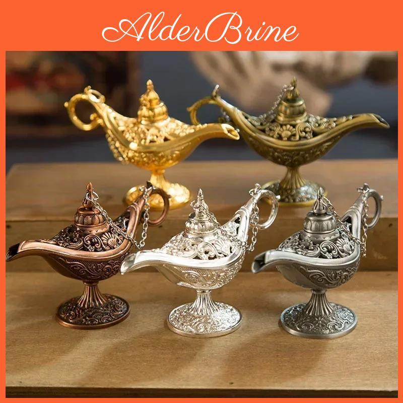 European Retro Bronze Burners Incense Metal Craft Wishing Lamp Aromatherapy Stove Old Plating Home Decoration Creative Ornaments