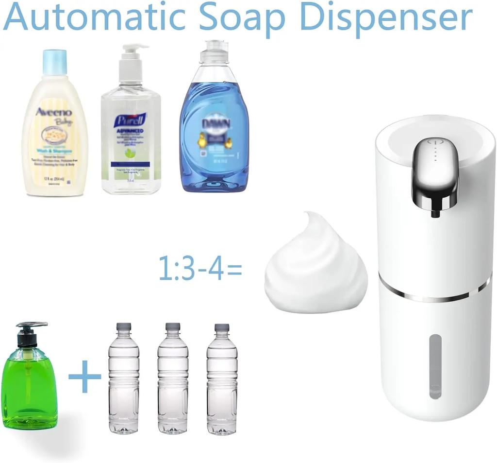380ml Automatic Soap Dispenser 13.5 Oz Touchless Foam Soap Dispenser USB Rechargeable 4 Speed Electric Sanitizer Dispenser Set