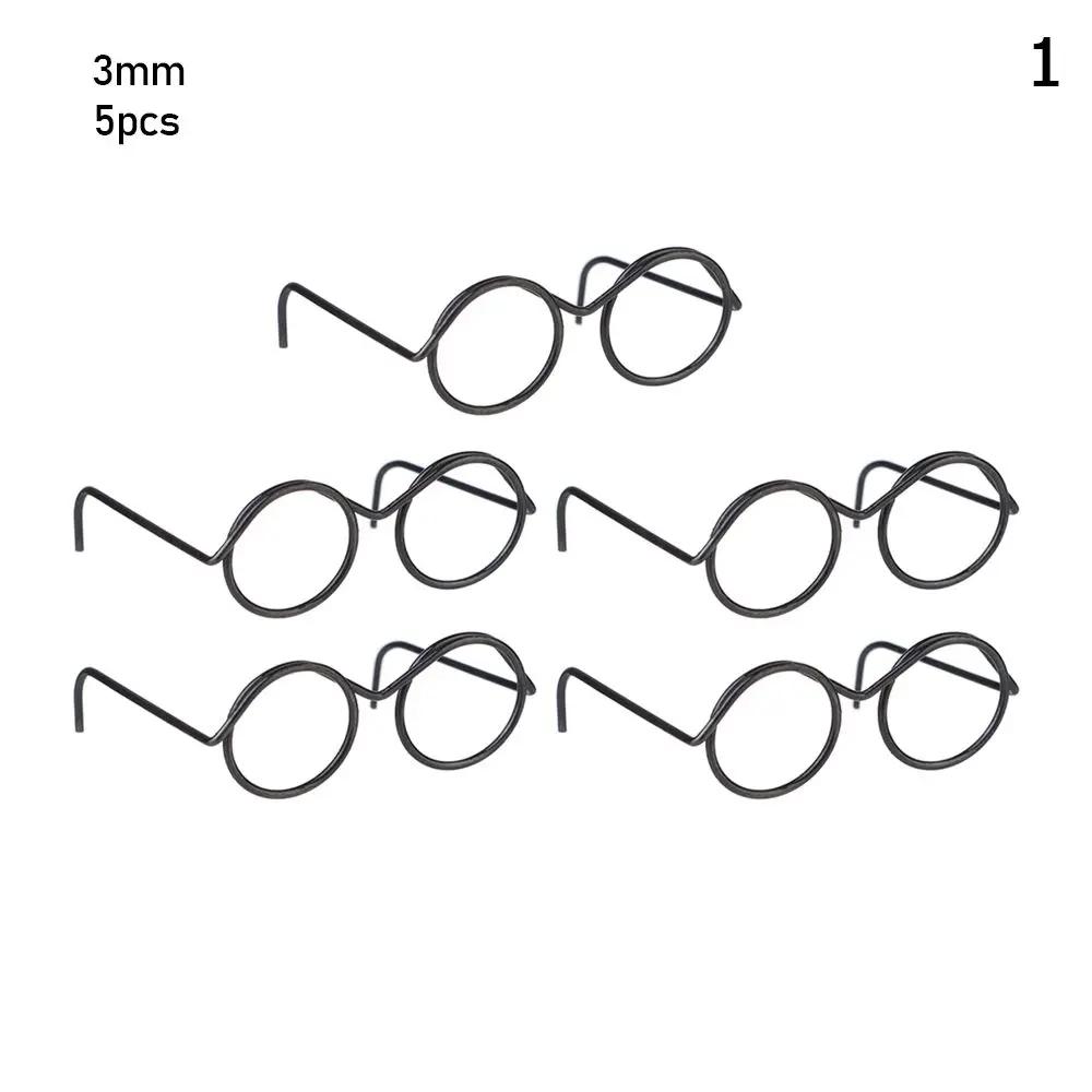 5Pcs Retro Black Metal Lensless Round Eyeglasses Doll Glasses Frame For Bjd Fashion Plush Toy Glasses Dolls Accessories Kids Toy