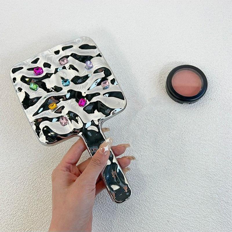 Oglindă de machiaj portabilă în stil lichid Ins Oglindă portabilă în formă ondulată Instrument cosmetic de călătorie Salon de frumusețe Cadouri pentru fete