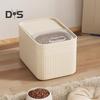Grain Storage Barrel with Built-in Measuring Cup Clear Cover Large Capacity Wide Mouth Airtight Pet Food Container